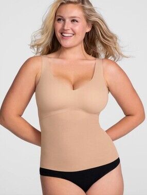 Honeylove LiftWear Tank Top Sand Nude Shapewear Sculpting Padded Smooth Size 3X